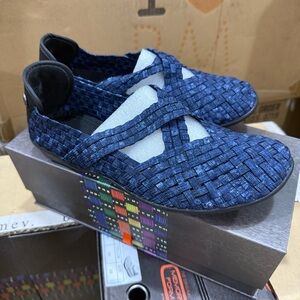 Bernie Mev Margot Blue Woven Flats Loafers US 7 EU 38